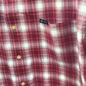 Chaps Red Wine Plaid Button Up Long Sleeve Shirt L